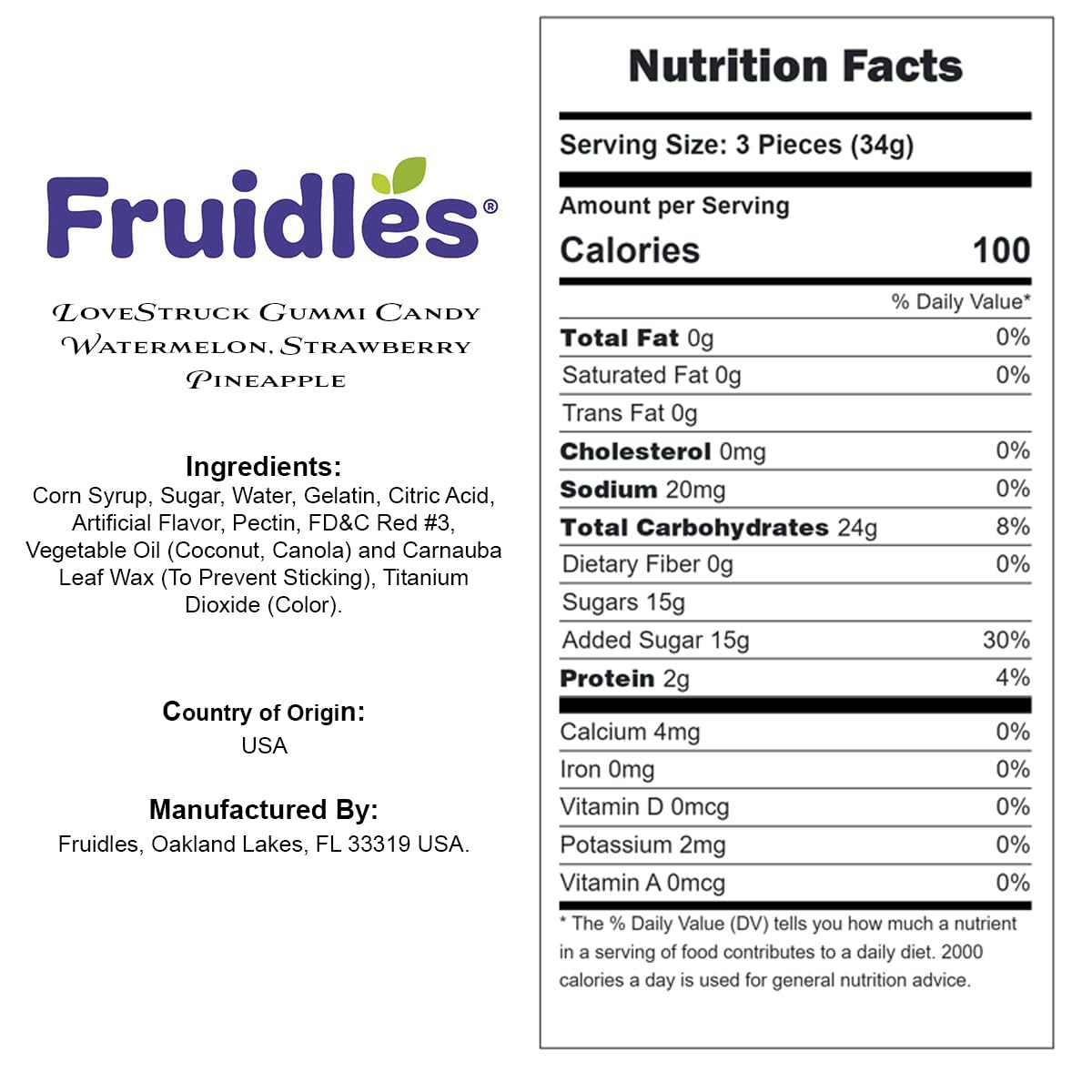 Fruidles Lovestruck Gummi Bears with strawberry and pineapple flavors, great for celebrations and care packages