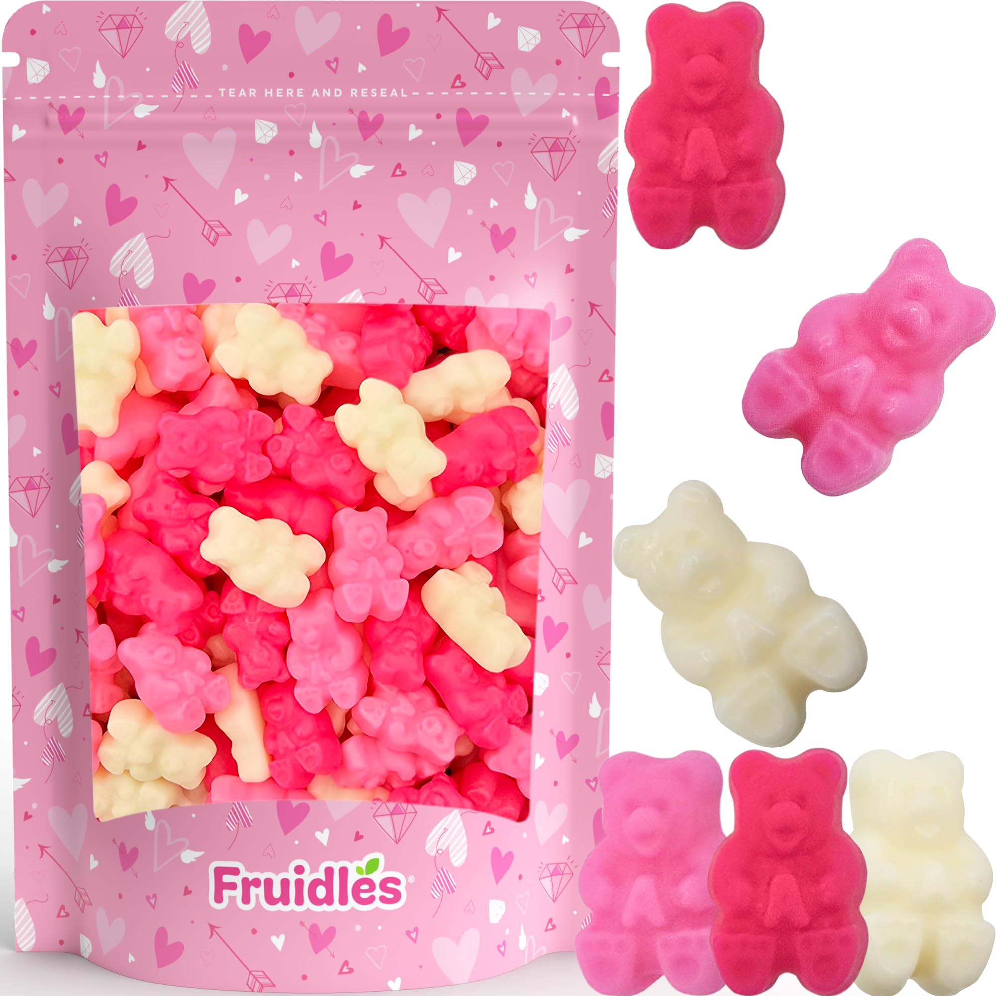 Fruidles Lovestruck Gummi Bears in watermelon flavor, soft bear gummies ideal for parties and gifting