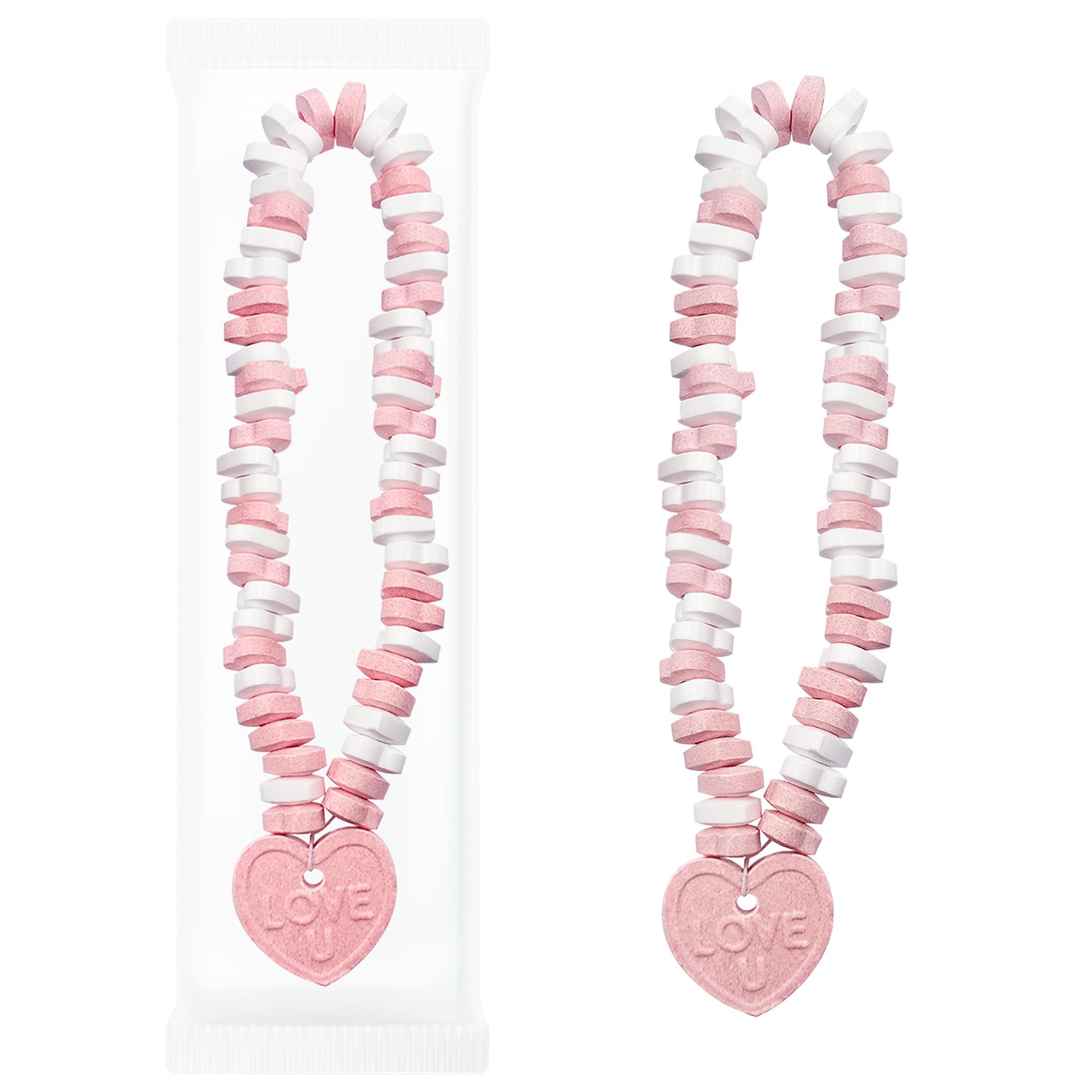 Fruidles Valentines stretchable heart candy in pastel pink and yellow for playful party favors.