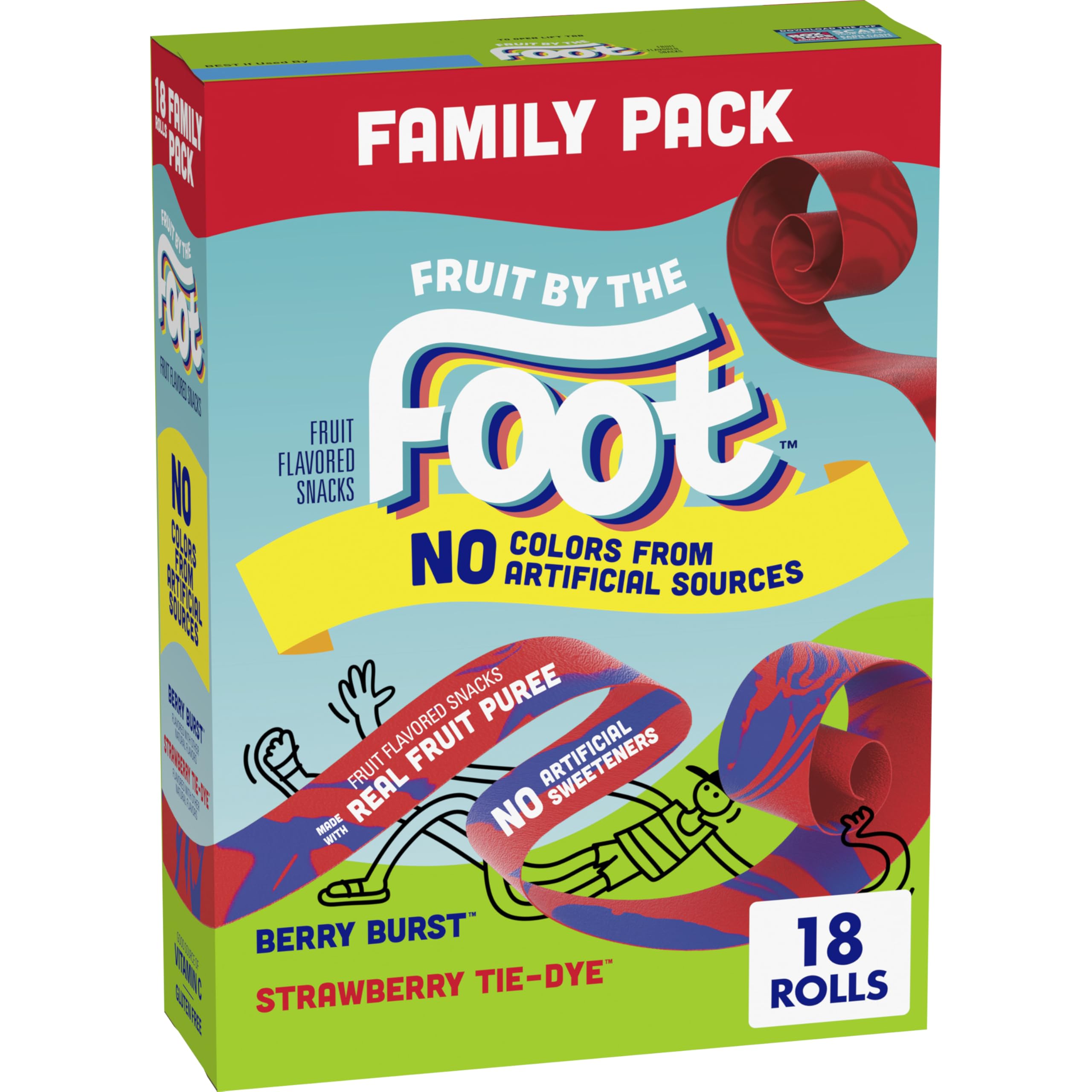 Fruit by the Foot Berry Burst pouch, gluten free and no artificial colors.