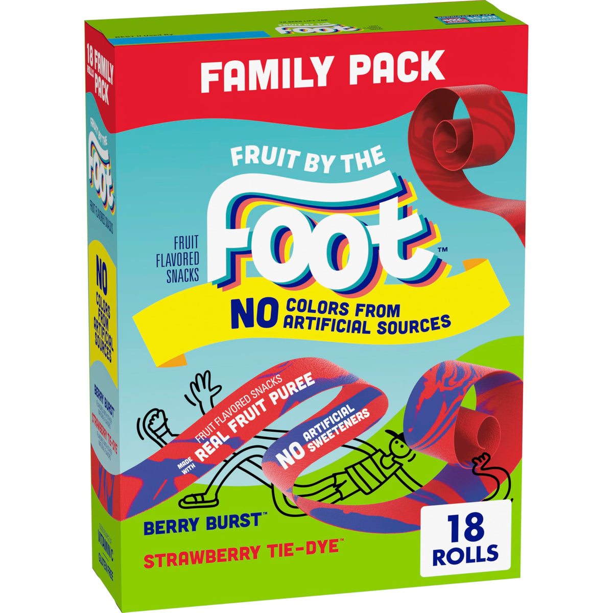 Fruit by the Foot Berry Burst pouch, gluten free and no artificial colors.