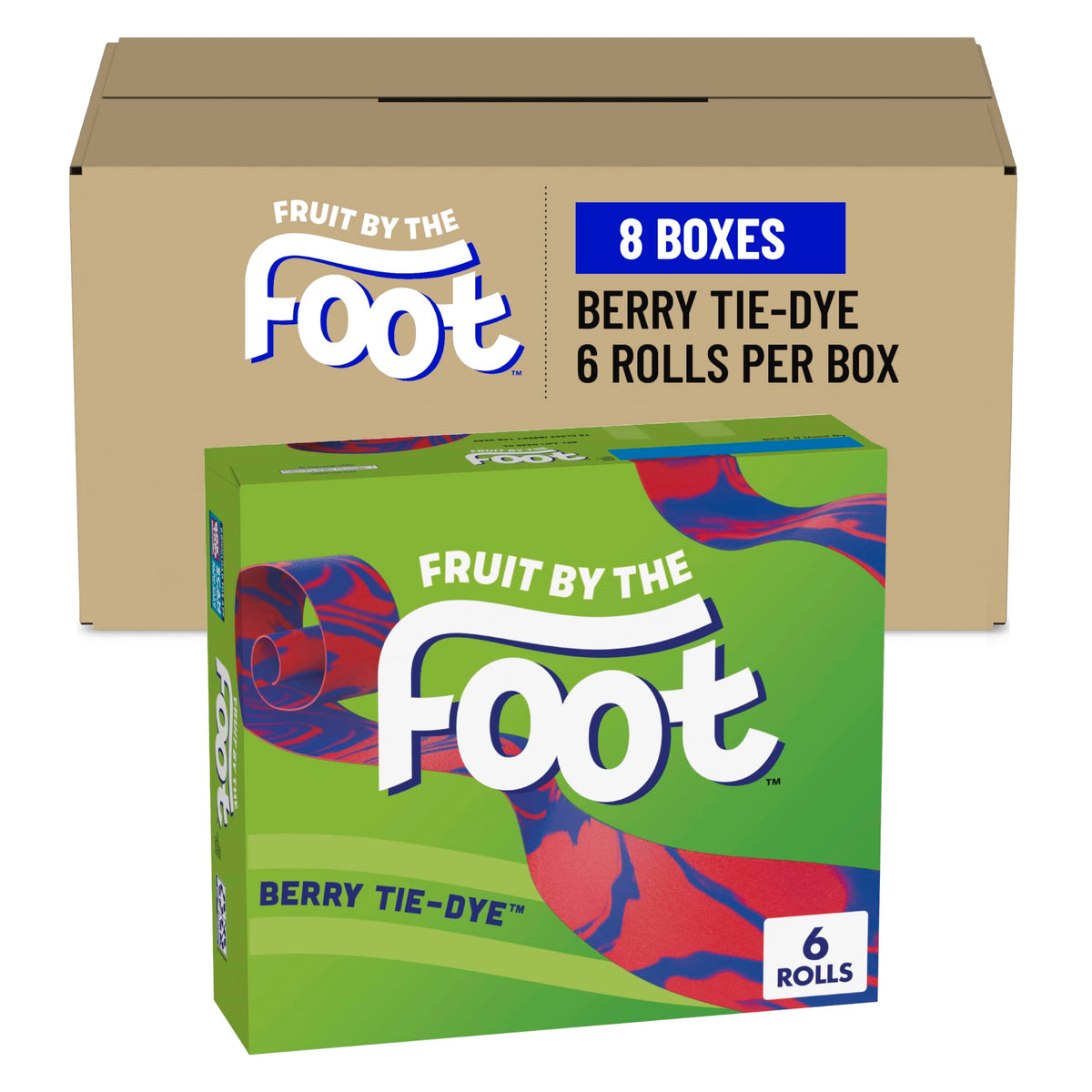 Fruit by the Foot Berry Tie-Dye snack strip with playful berry flavor for lunch boxes.
