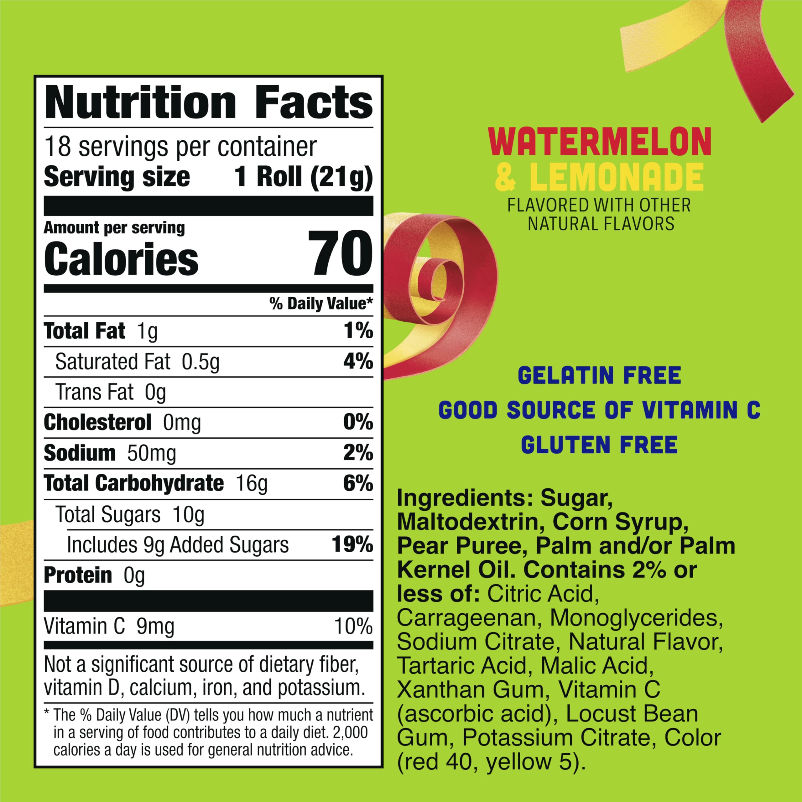 Fruit by the Foot Splitz Lemonade strip dual flavor snack for lunch boxes