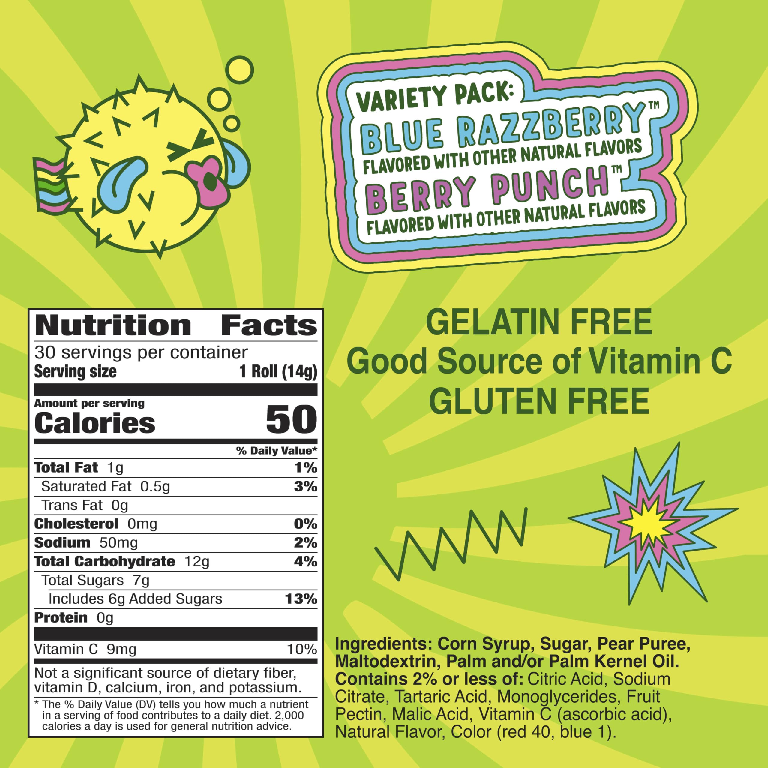 Fruit Roll-Ups Berry Punch sour pouch ideal for school lunches.