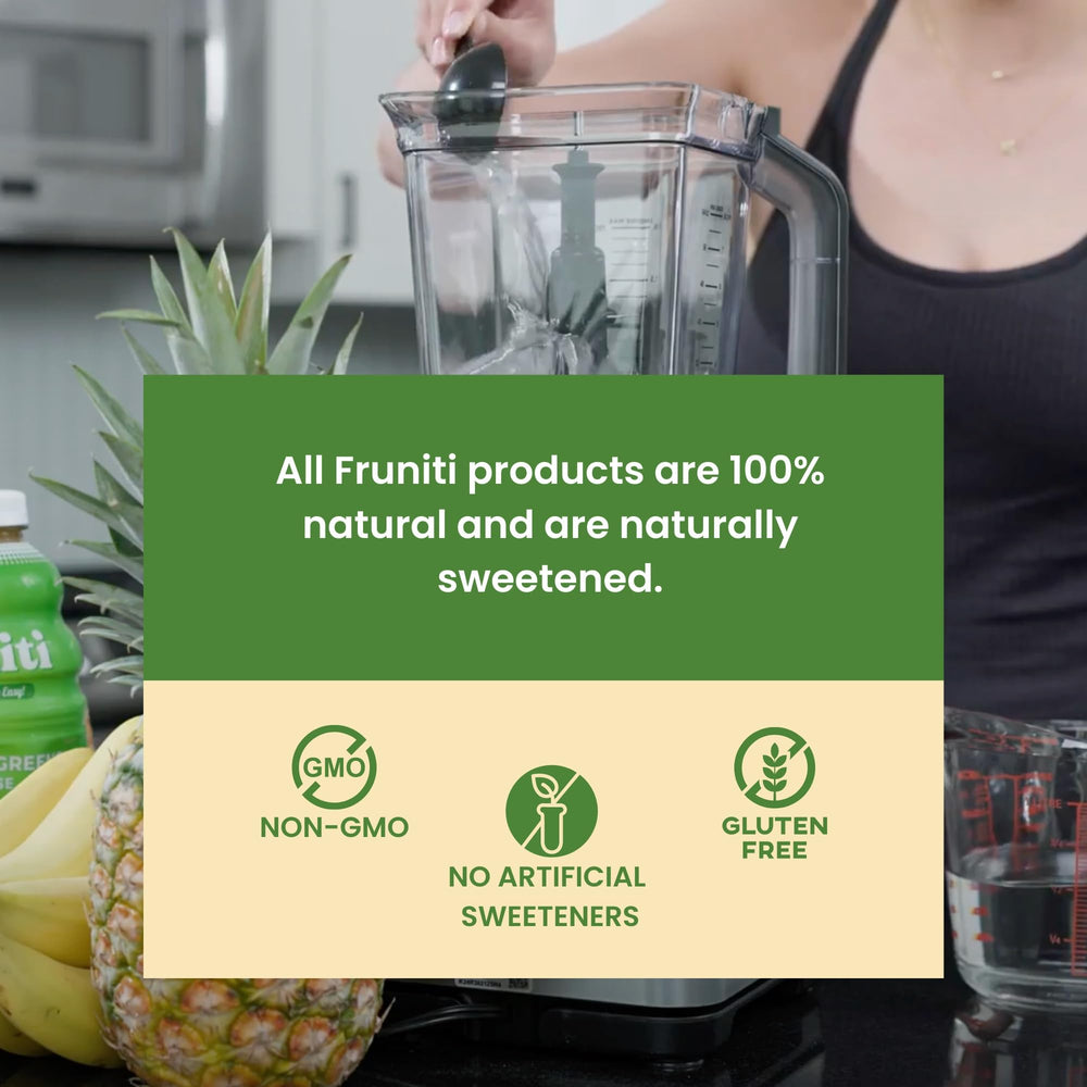 Fruniti Super Greens Smoothie Mix packaging with nutrition info