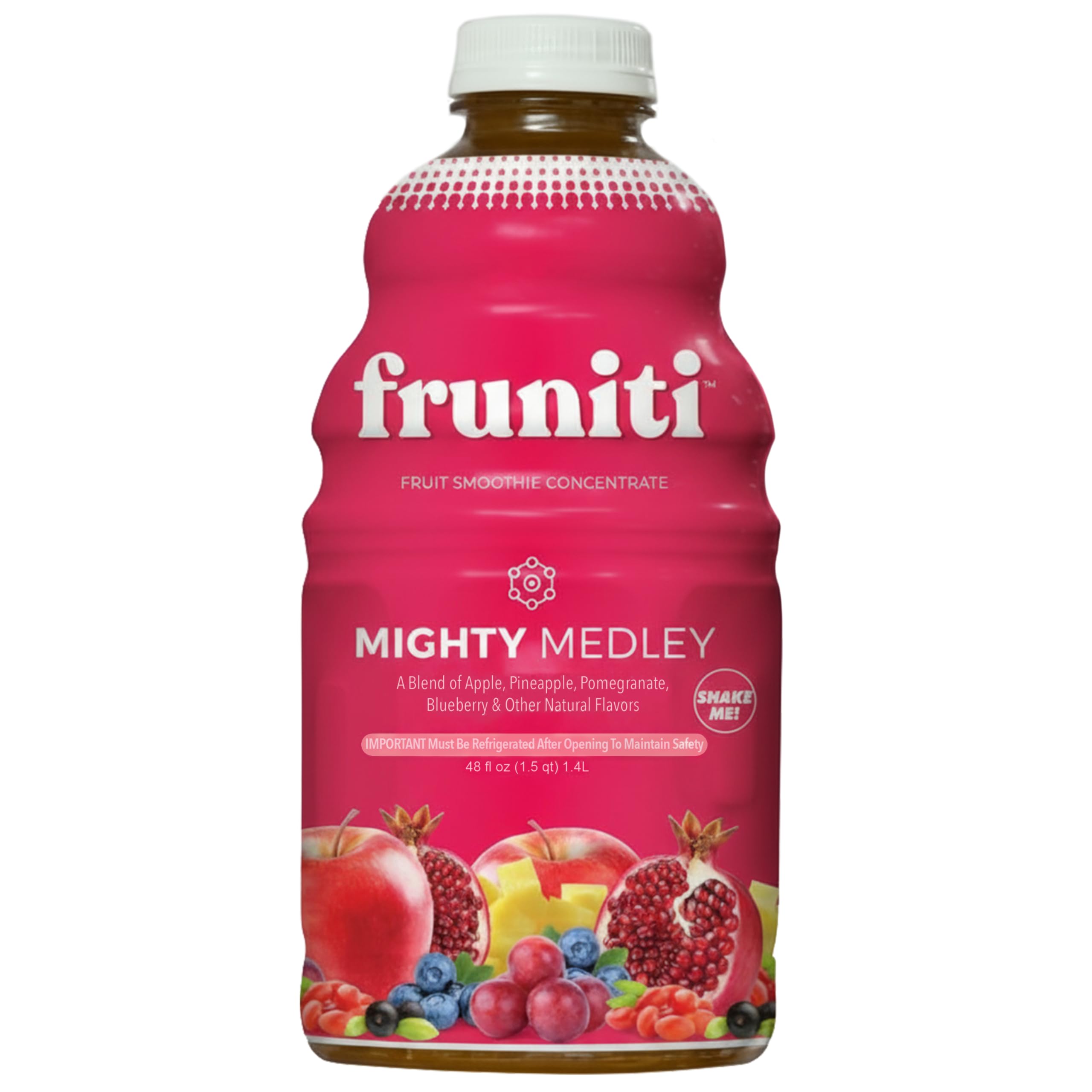 Fruniti Superfruit Medley bottle front—instant smoothie prep.