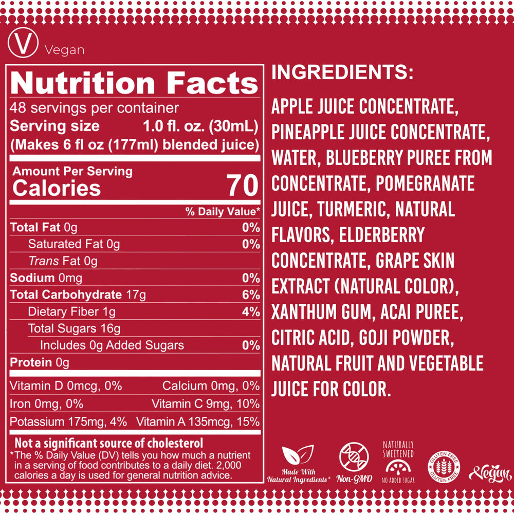 Fruniti Superfruit Medley ingredients closeup shows berry-rich mix for healthy flavor.