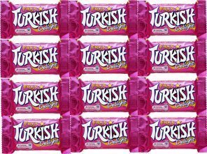 Fry's Turkish Delight 12-pack: bite-sized rose-flavored confections, ideal for sharing.