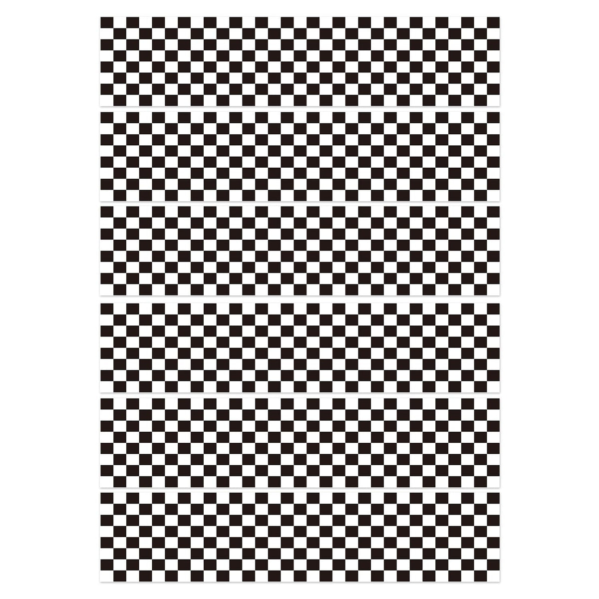 Fukaisu edible border strip with black and white checkered pattern on cake.