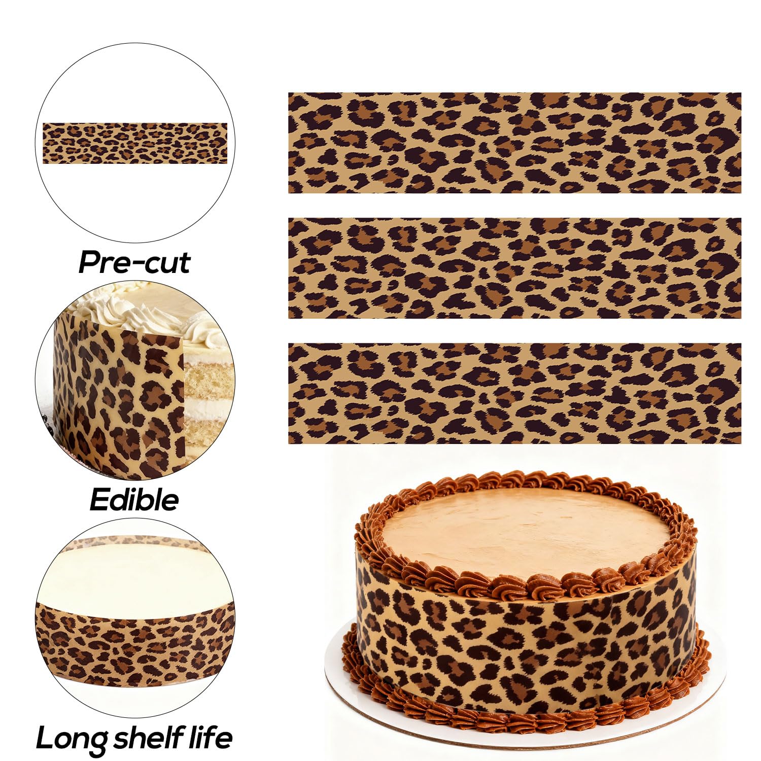 Fukaisu edible leopard border on rice paper for easy application.
