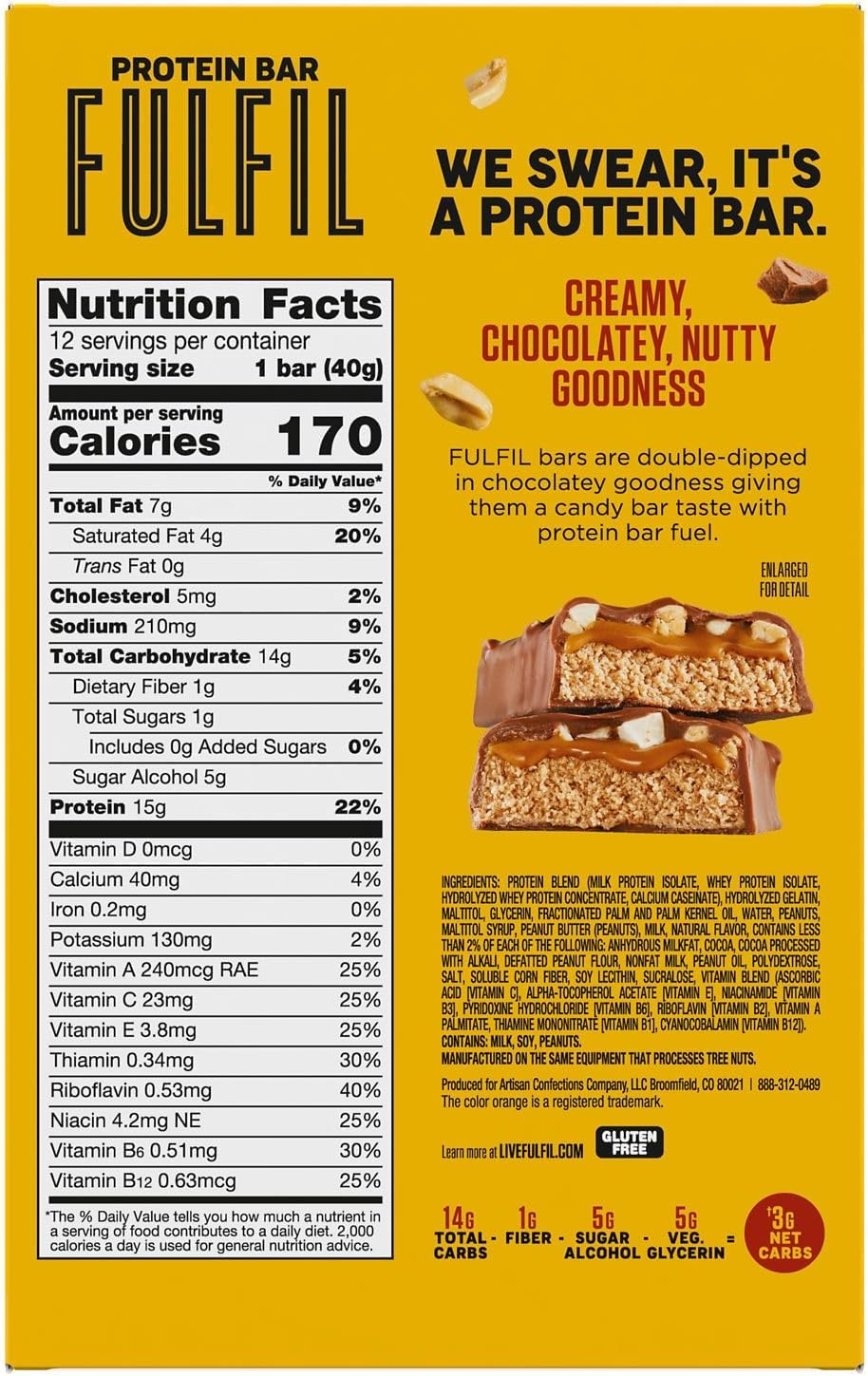 Fulfil protein bars variety flavors close-up, rich textures for satisfying, guilt-free snacking.