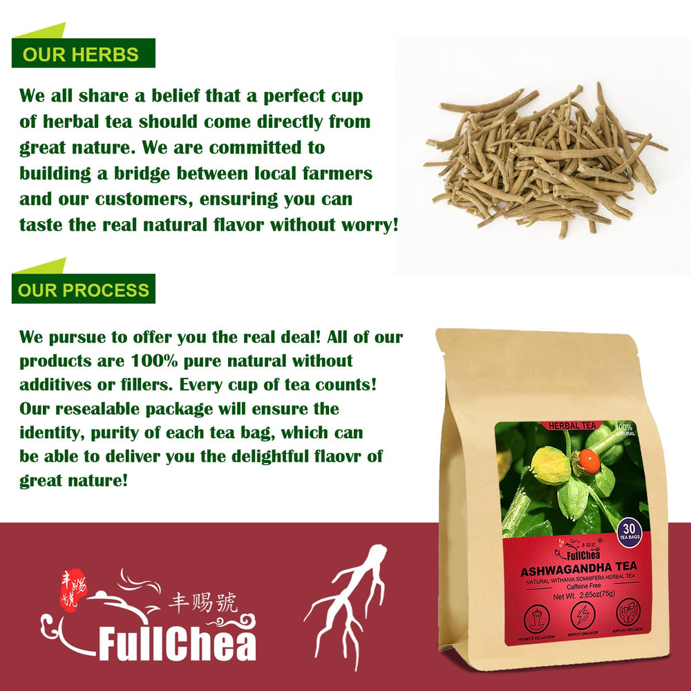 FullChea Ashwagandha Tea cup ready to enjoy a comforting sip