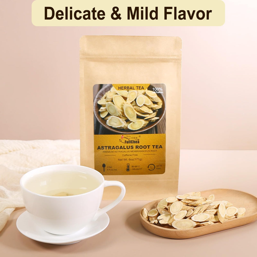Steeped FullChea astragalus brew showcases delicate flavor and natural warmth.