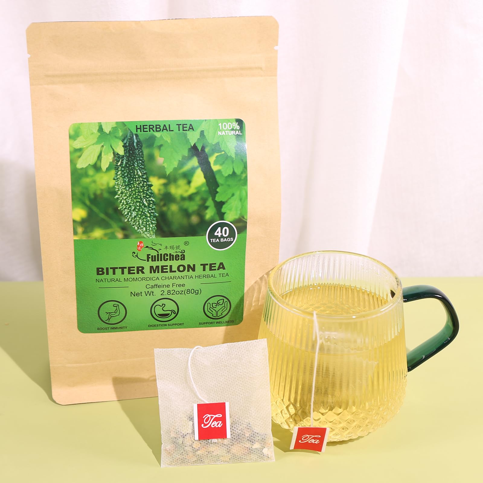 FullChea Bitter Melon tea with dried slices for rich aroma.