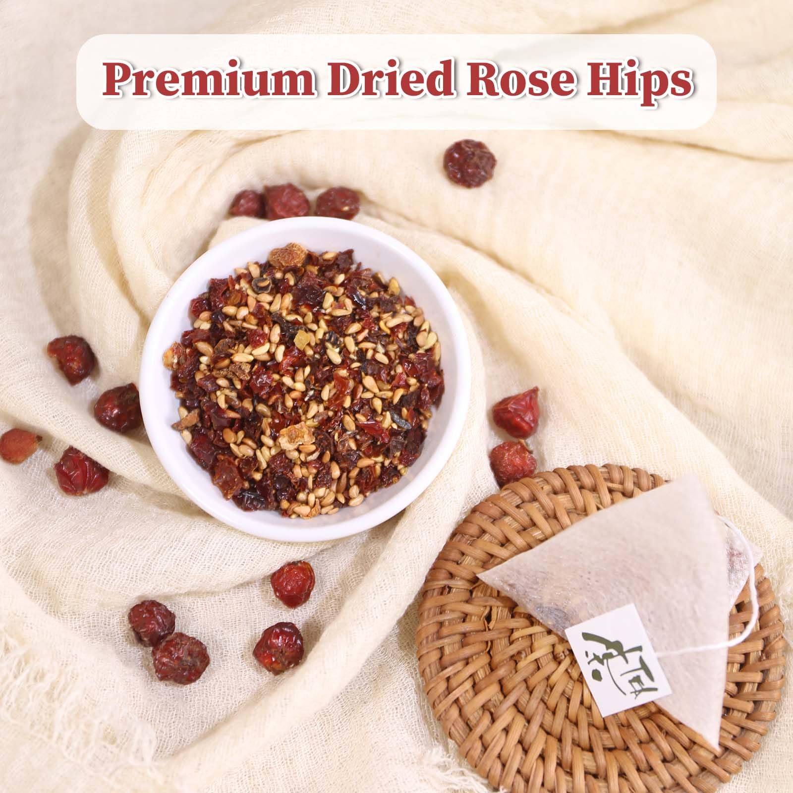FullChea brewed-rose-hips-tea closeup delivers soothing aroma and smooth finish.