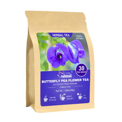 FullChea butterfly pea tea bags 30-pack in resealable pouch for freshness.