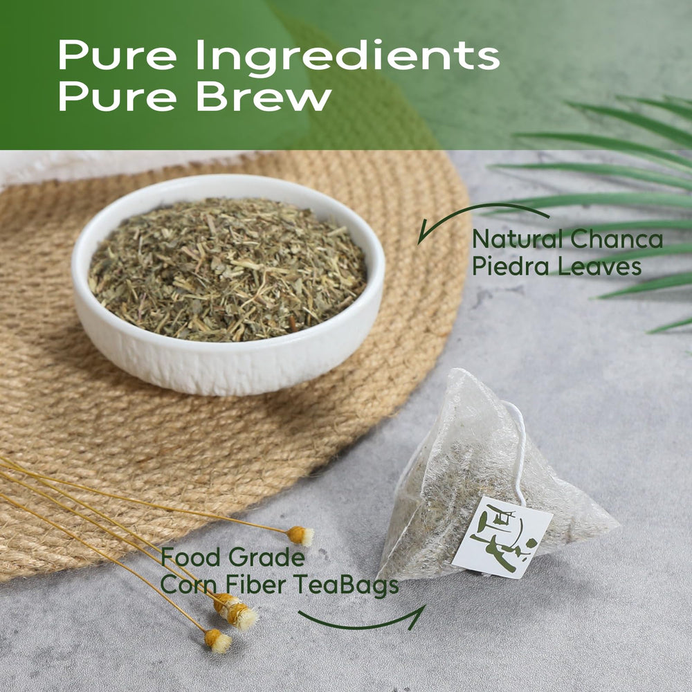 FullChea Chanca Piedra Tea biodegradable bag packaging highlights eco-friendly care.