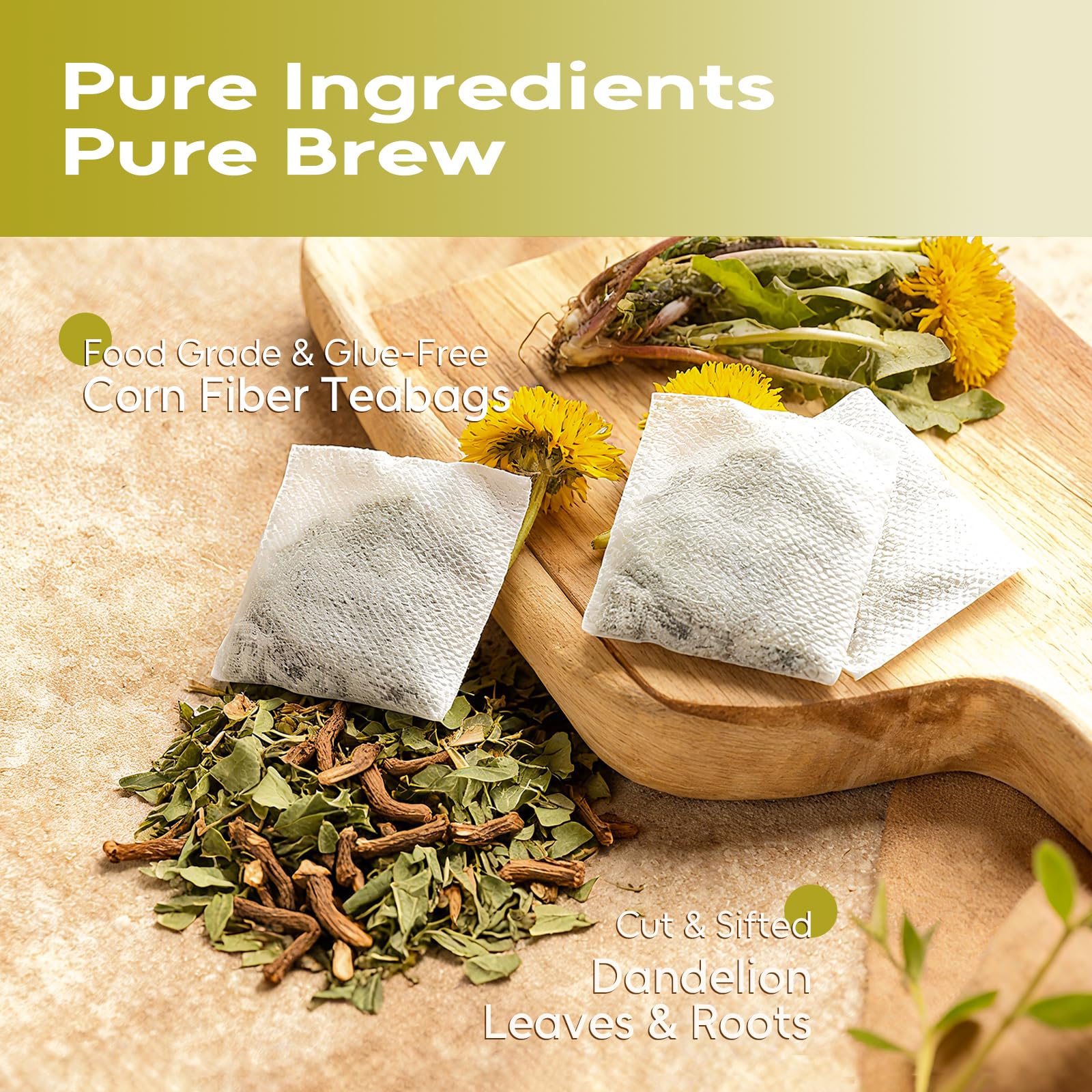 FullChea corn fiber tea bags packaging, eco-friendly and glue-free.