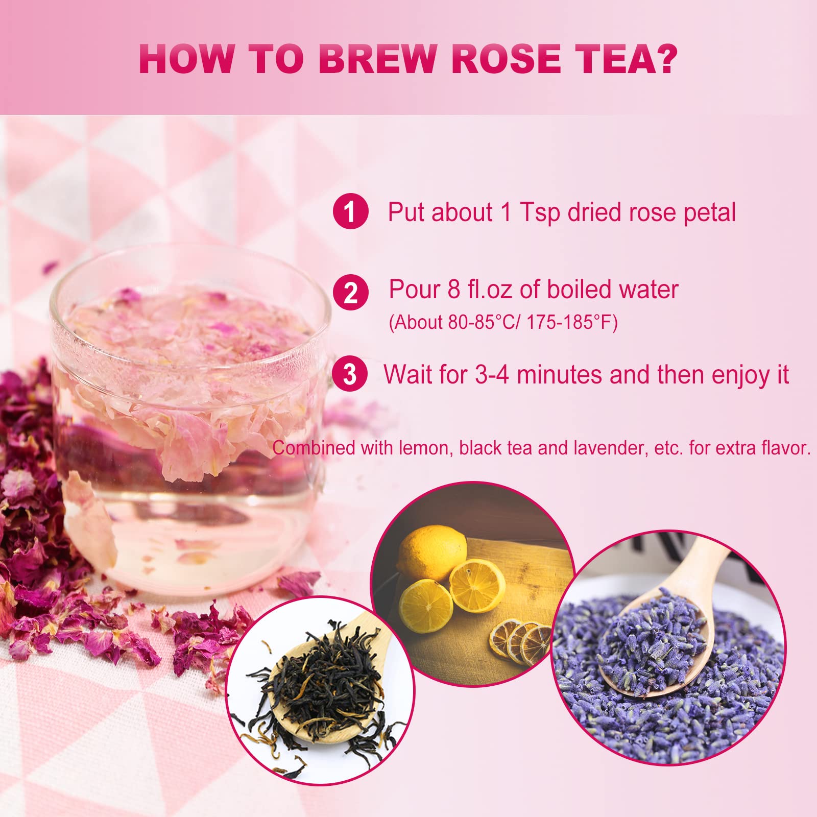 FullChea dried rose petals stored in a bottle.