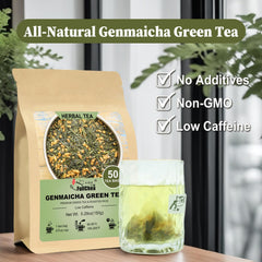 Pouring Genmaicha into a cup reveals warm, inviting aroma.
