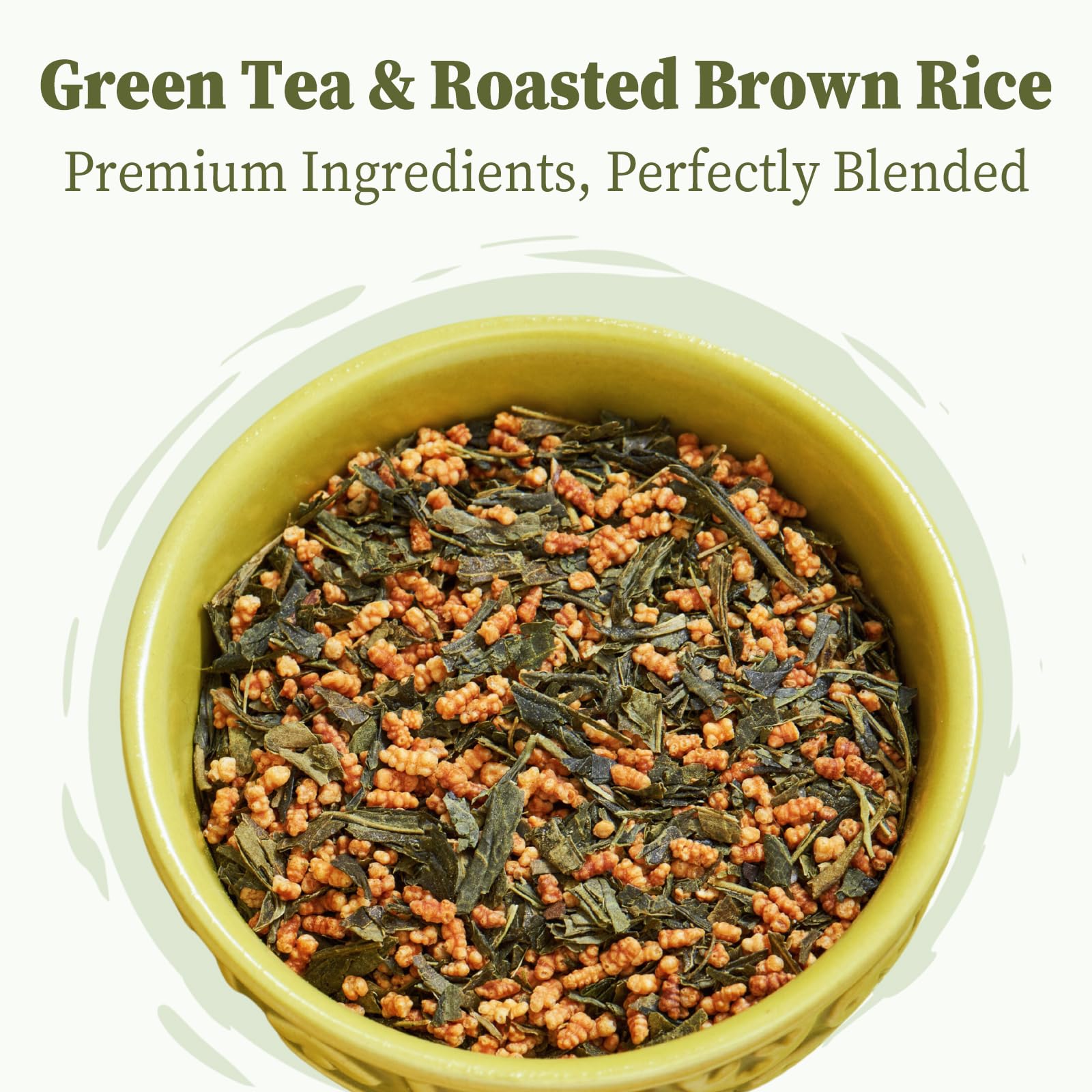 Green tea leaves steep to release grassy notes and gentle flavor.