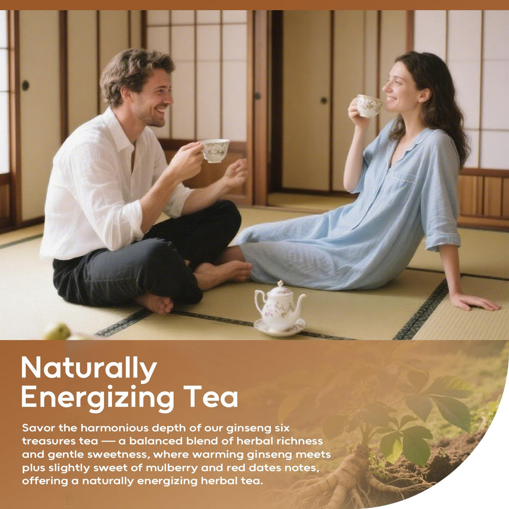FullChea Ginseng Six Treasure Tea hot brew with lemon and honey.