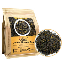 FullChea Golden Monkey Tea loose leaf with premium buds for a fragrant morning brew.