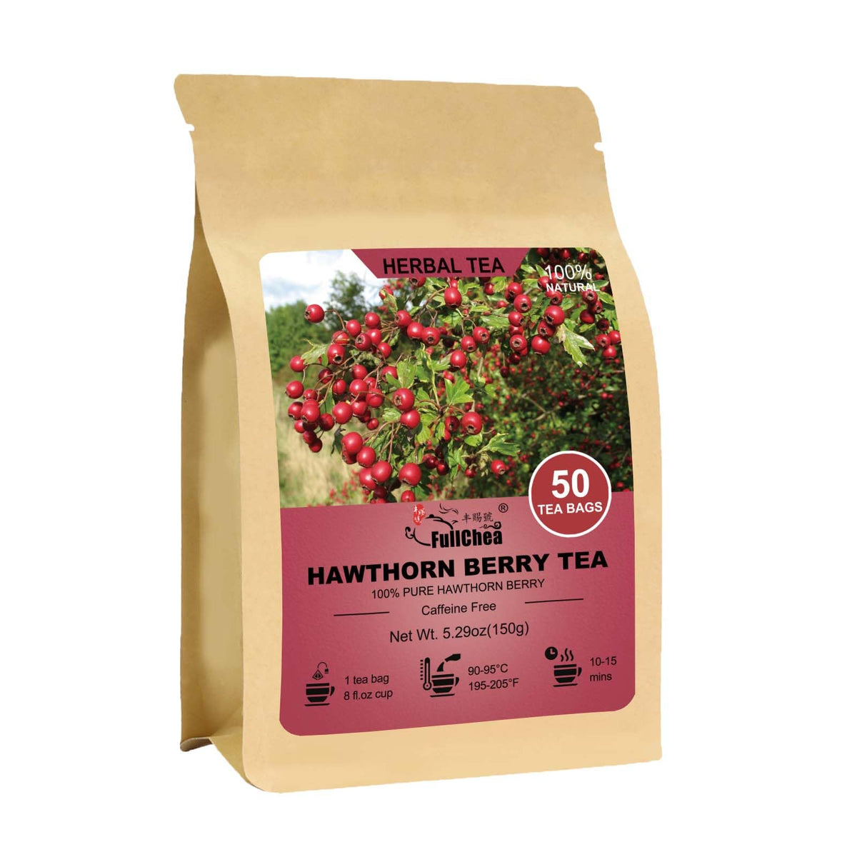 FullChea Hawthorn Berry Tea bags in a box for a convenient antioxidant-rich daily ritual.