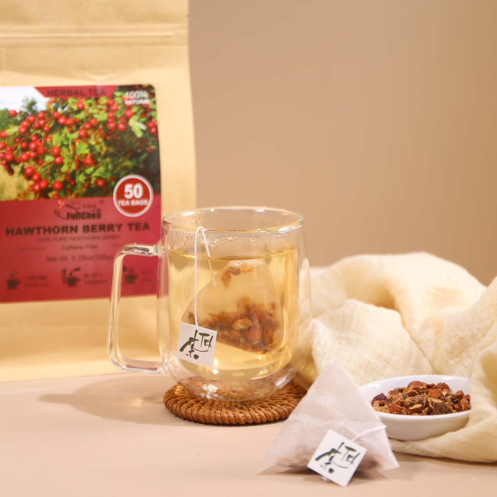 FullChea sustainable packaging for eco-friendly hawthorn tea.