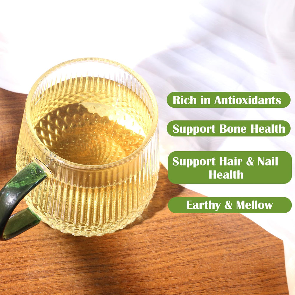 FullChea Horsetail Tea ingredient closeup showing natural horsetail leaves.
