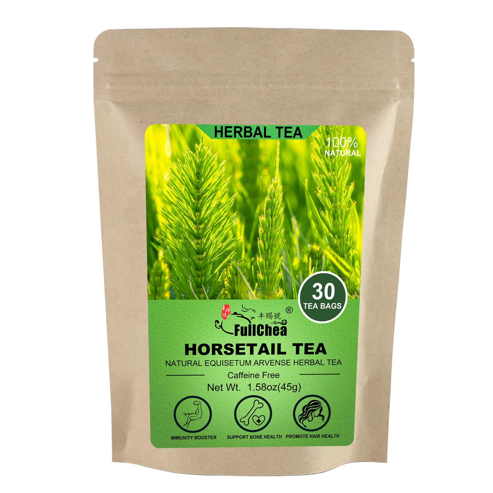 FullChea Horsetail Tea pack front showcasing premium herbs for a soothing ritual.