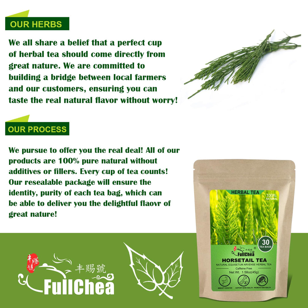FullChea Horsetail Tea sachets sealed with ultrasonic tech for pure infusion.
