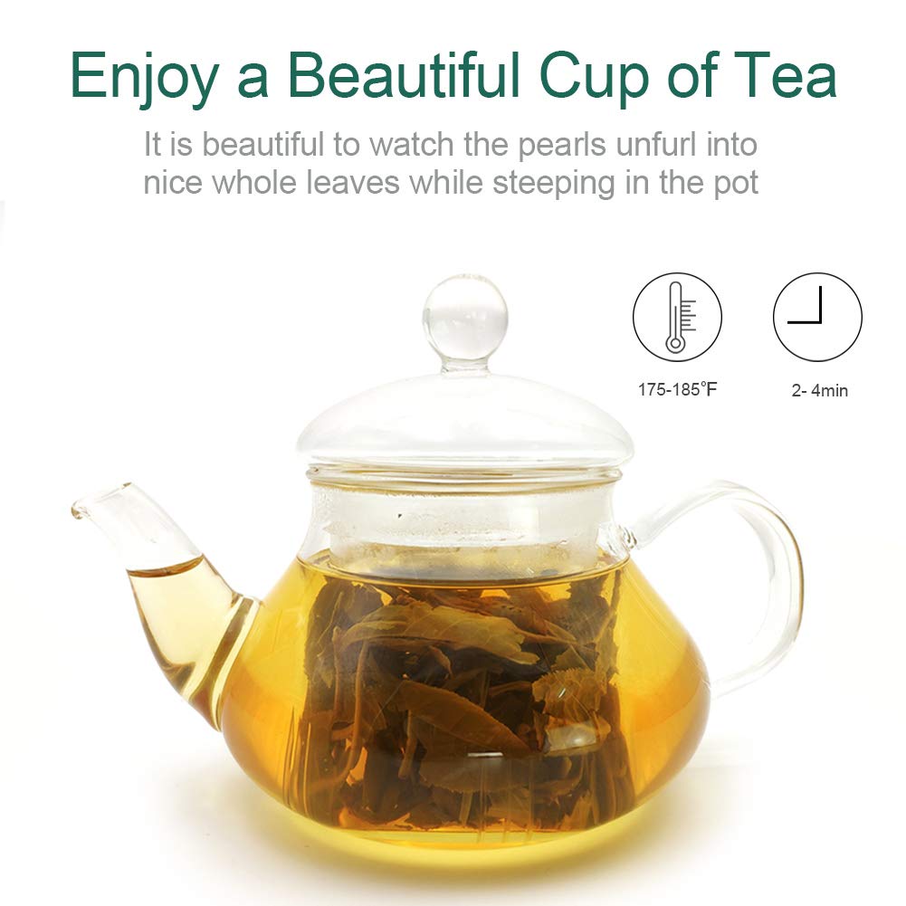FullChea Jasmine Pearl Tea cup-steeping scene hints at a soothing aromatic infusion.