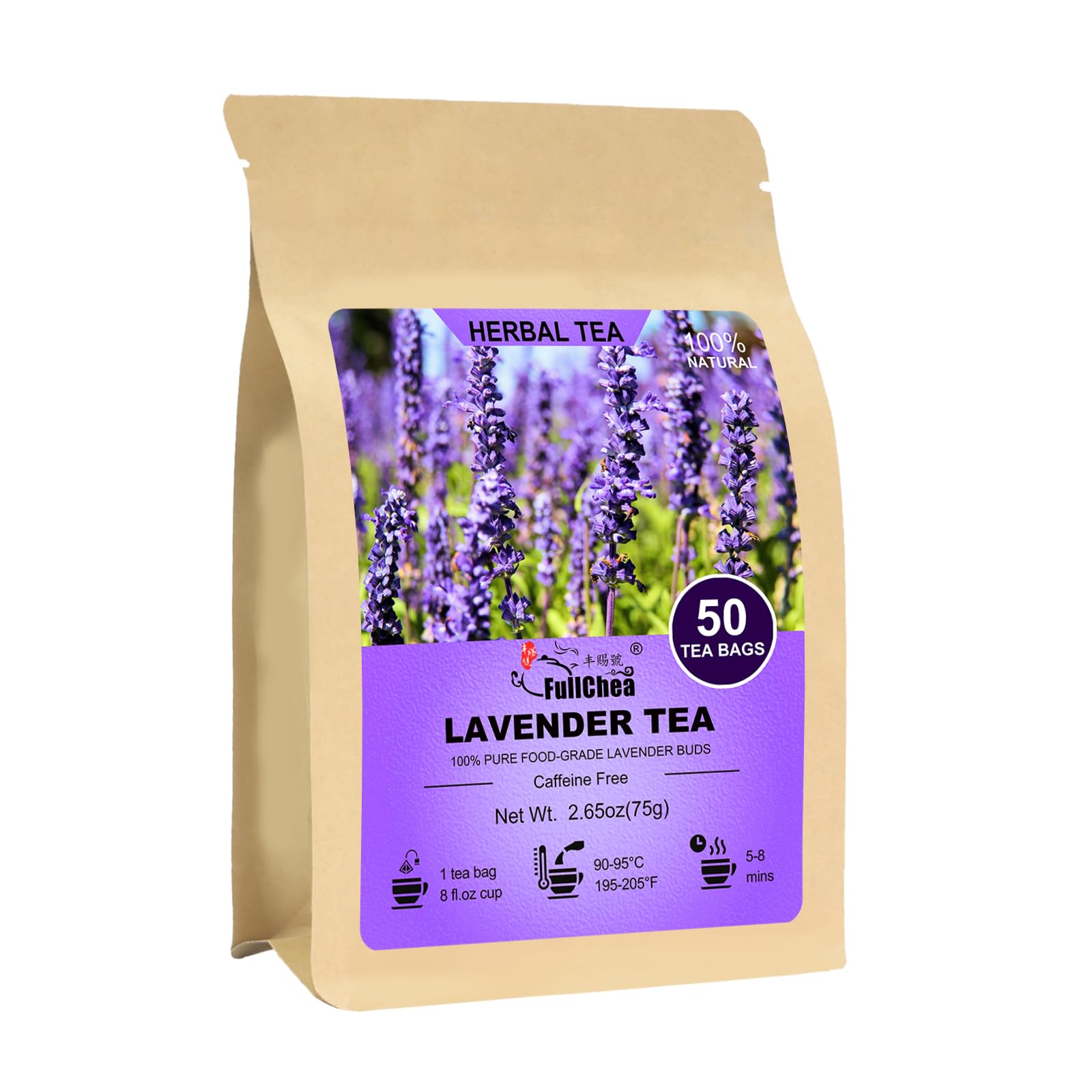 FullChea lavender tea bags pack showing premium lavender for a calming tea ritual