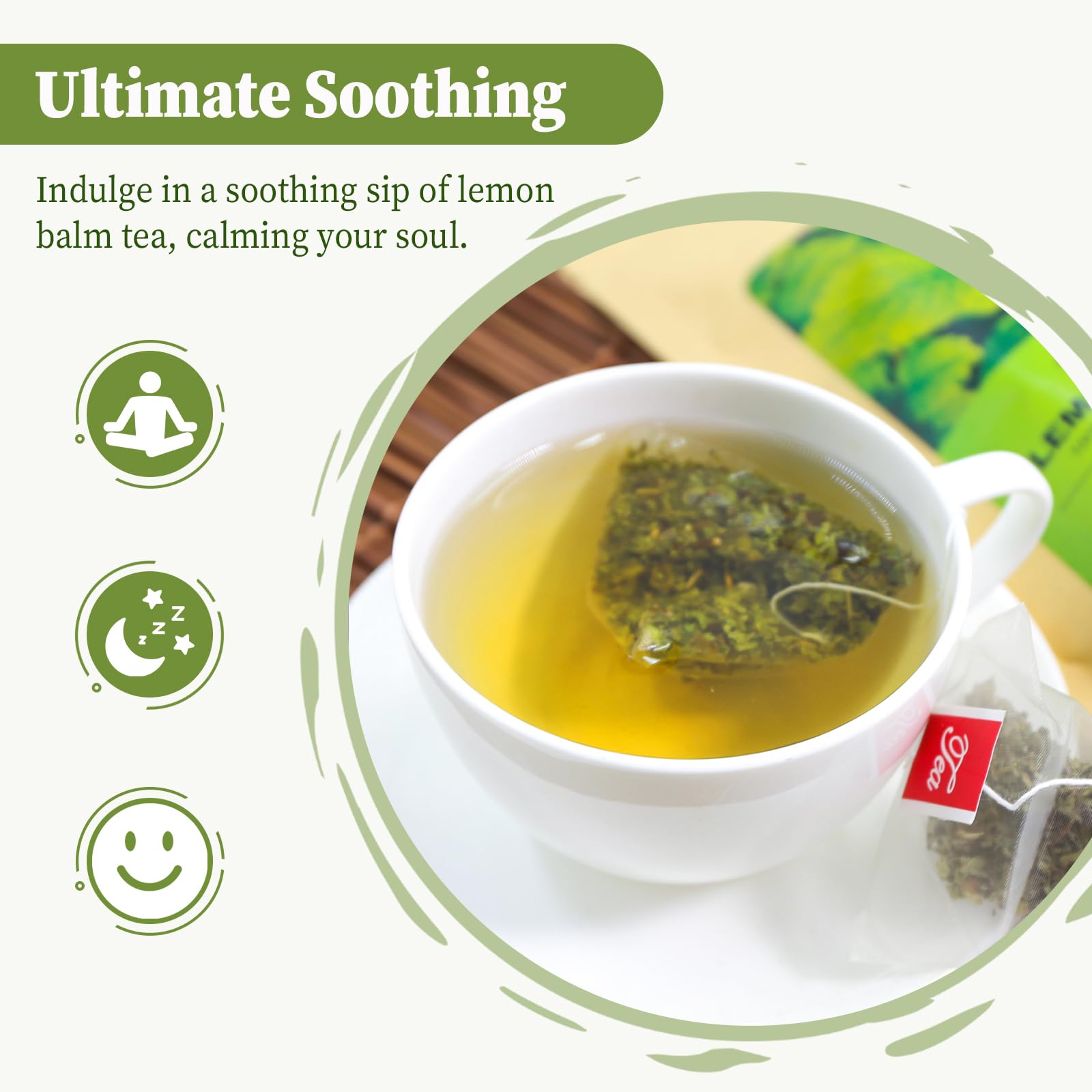 FullChea lemon balm tea bags in resealable pack preserving freshness.