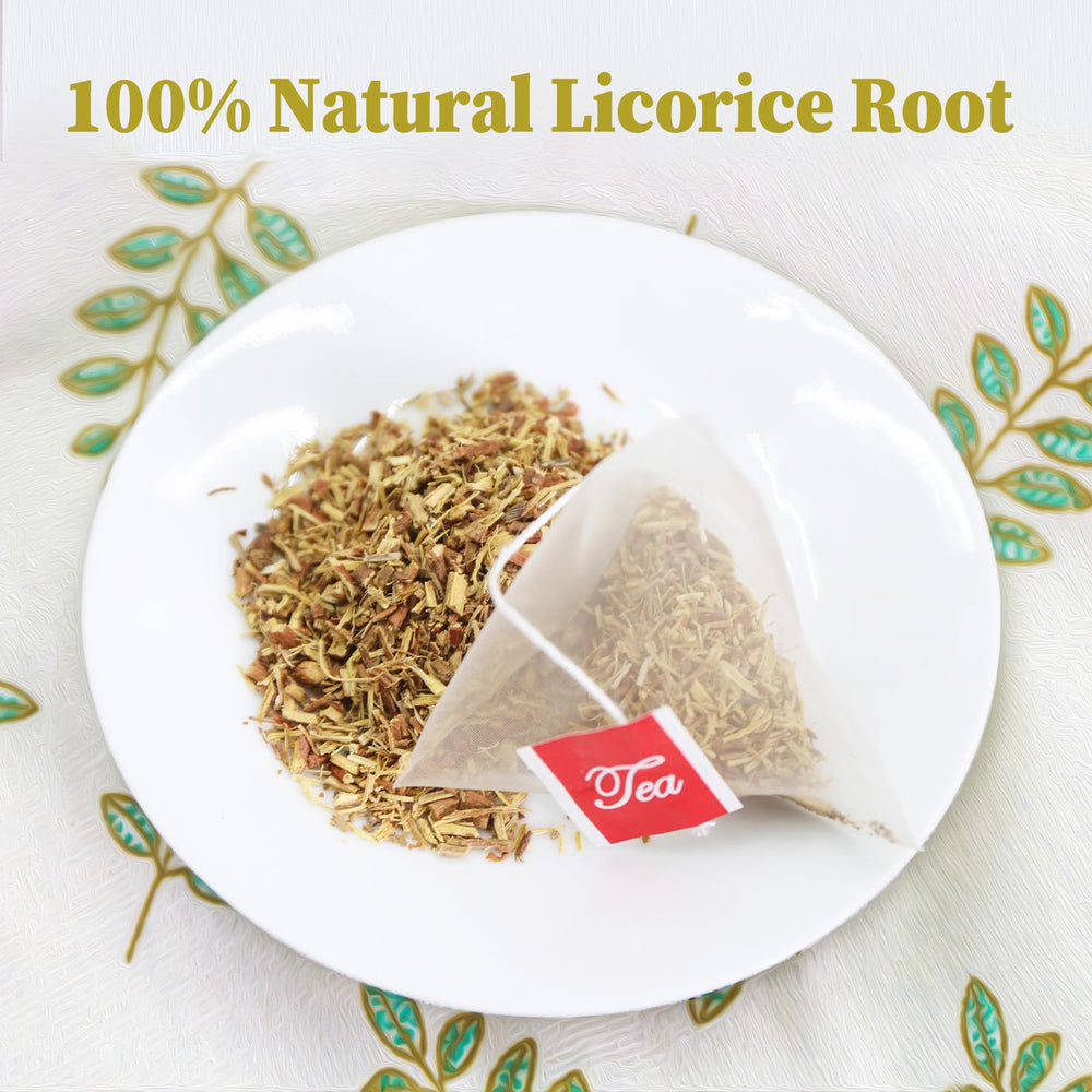 Ground licorice root in FullChea tea releasing natural sweetness.