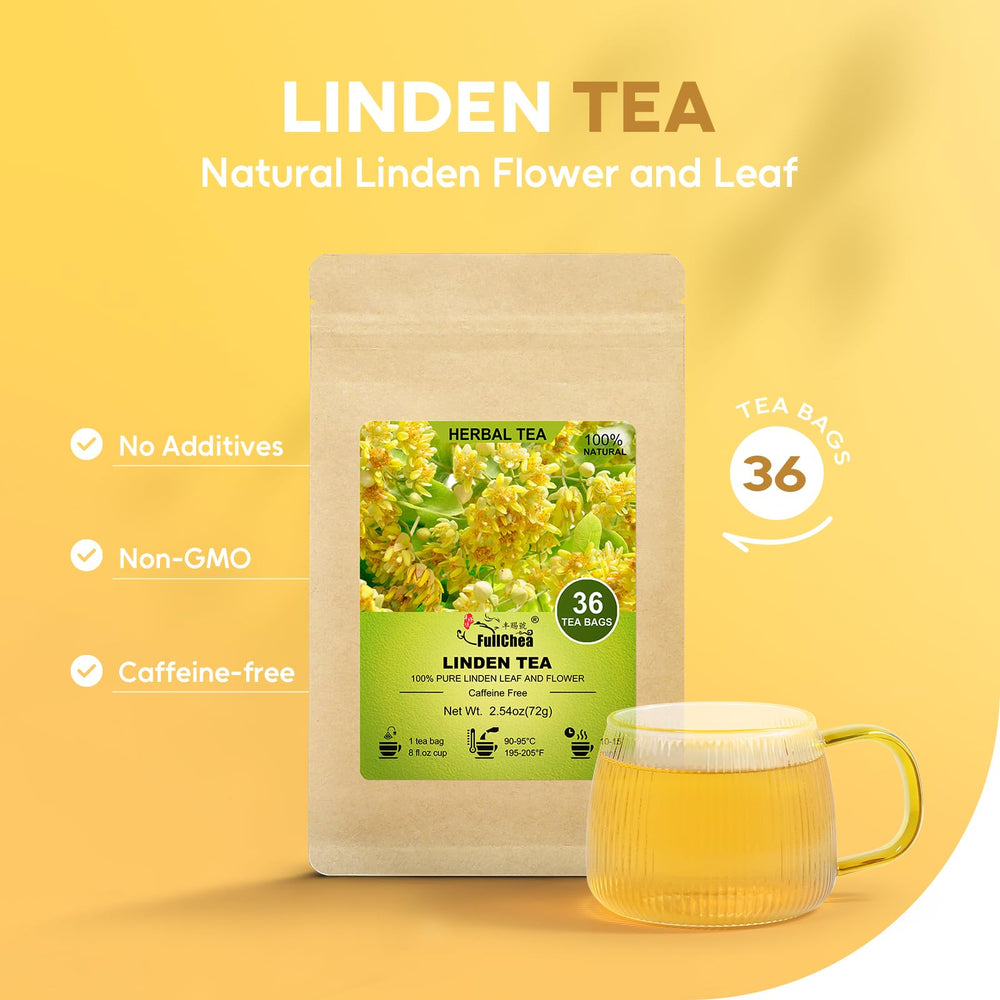 FullChea Linden Tea bag with corn fiber design for clean brewing.