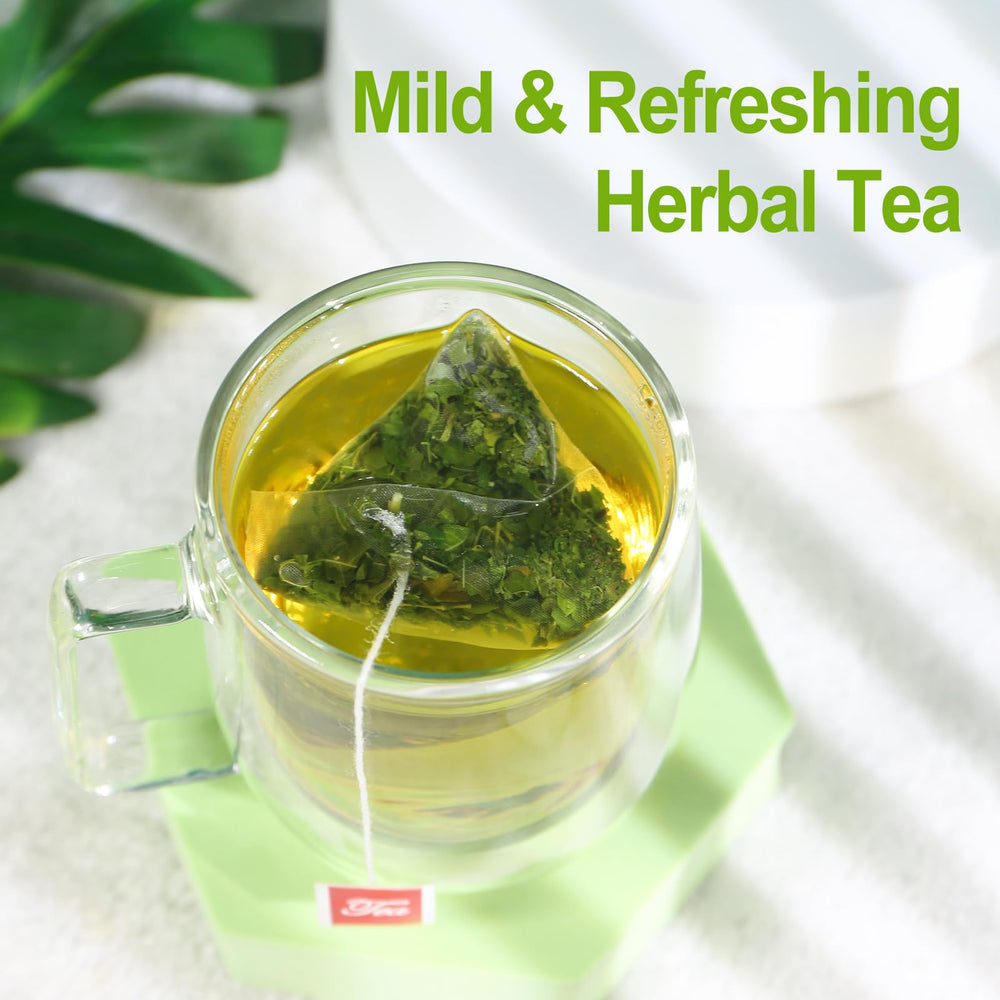 FullChea Moringa Tea dried leaves close-up emphasizing quality.