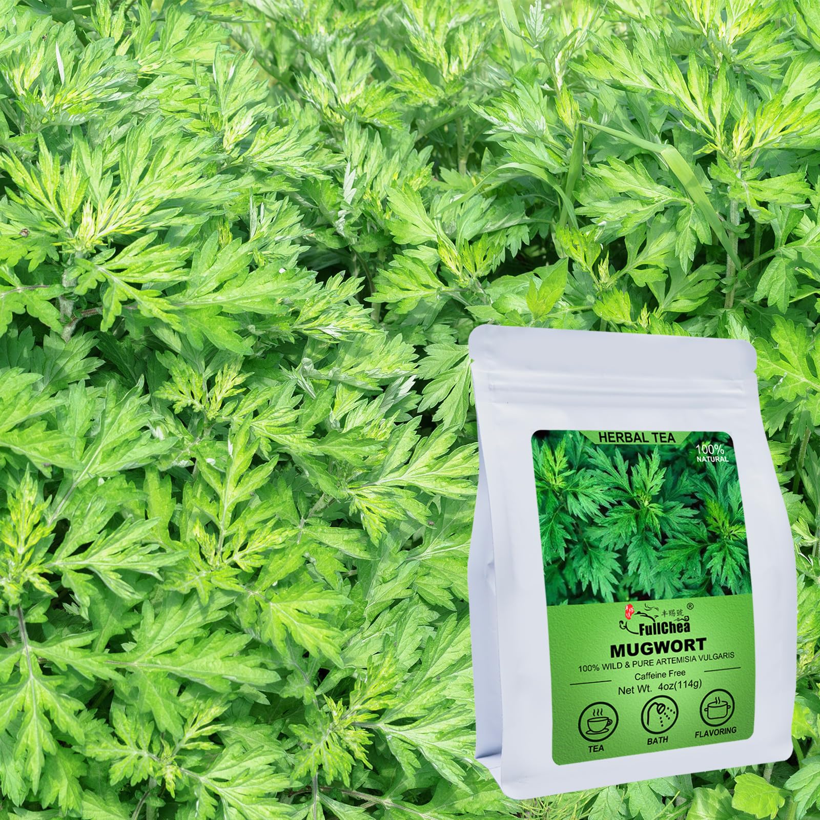 FullChea dried mugwort leaves closeup highlights natural texture and aroma for mindful brewing.