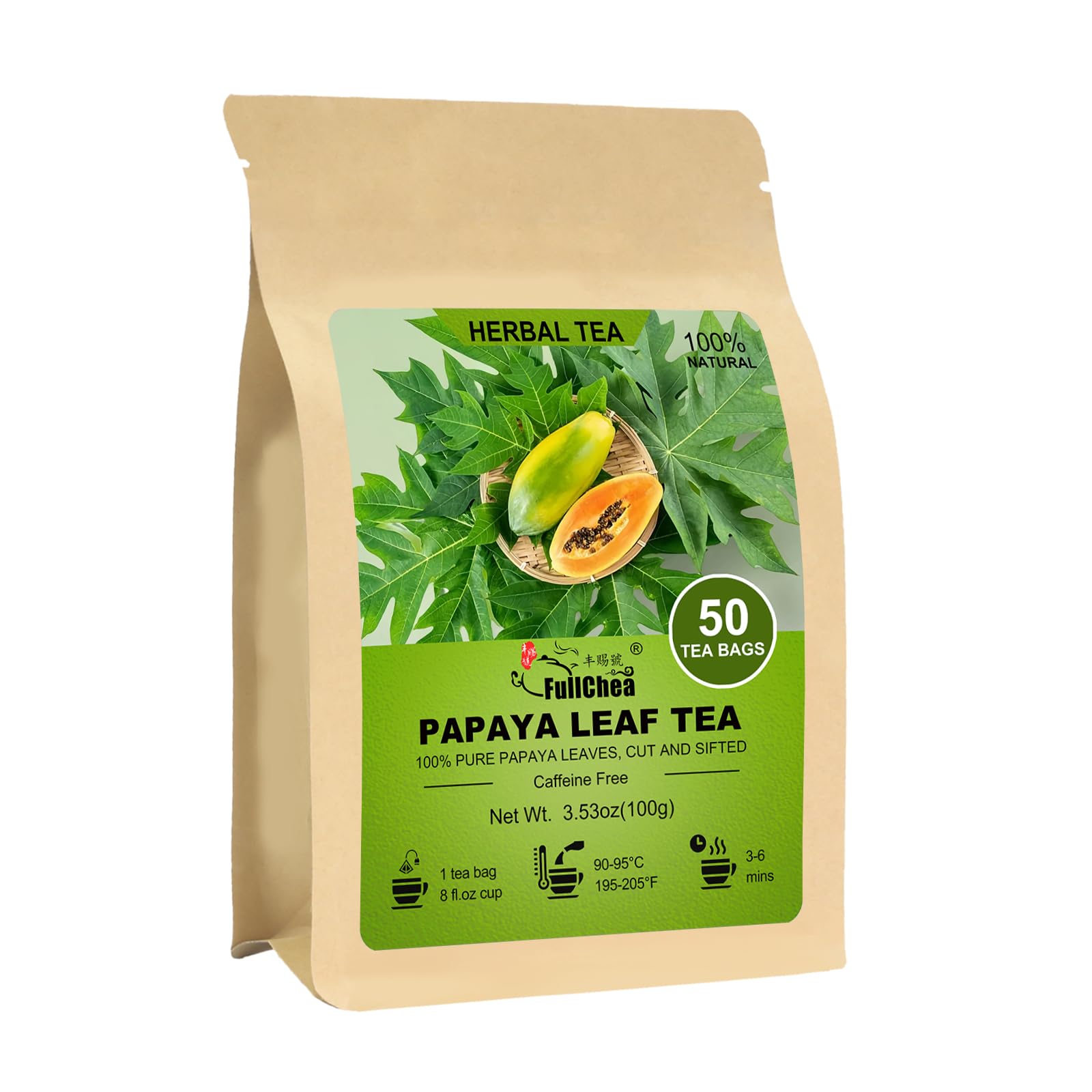 FullChea papaya leaf tea bag with fresh aroma for a soothing caffeine-free moment.