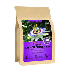 FullChea passionflower tea bag close-up reveals premium ingredients and inviting aroma for a relaxing brew.