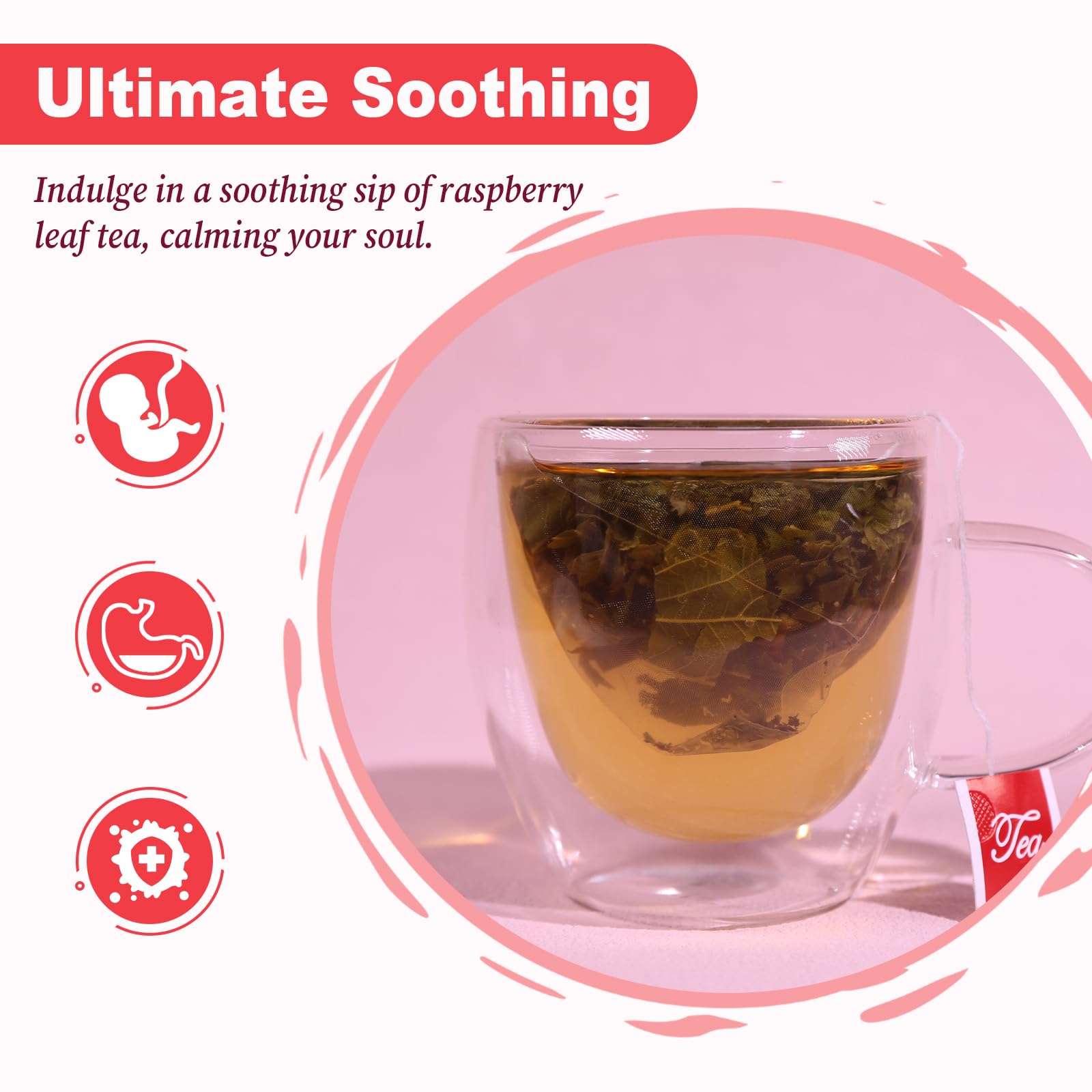 FullChea Raspberry Leaf Tea box with 40 sachets for daily use.