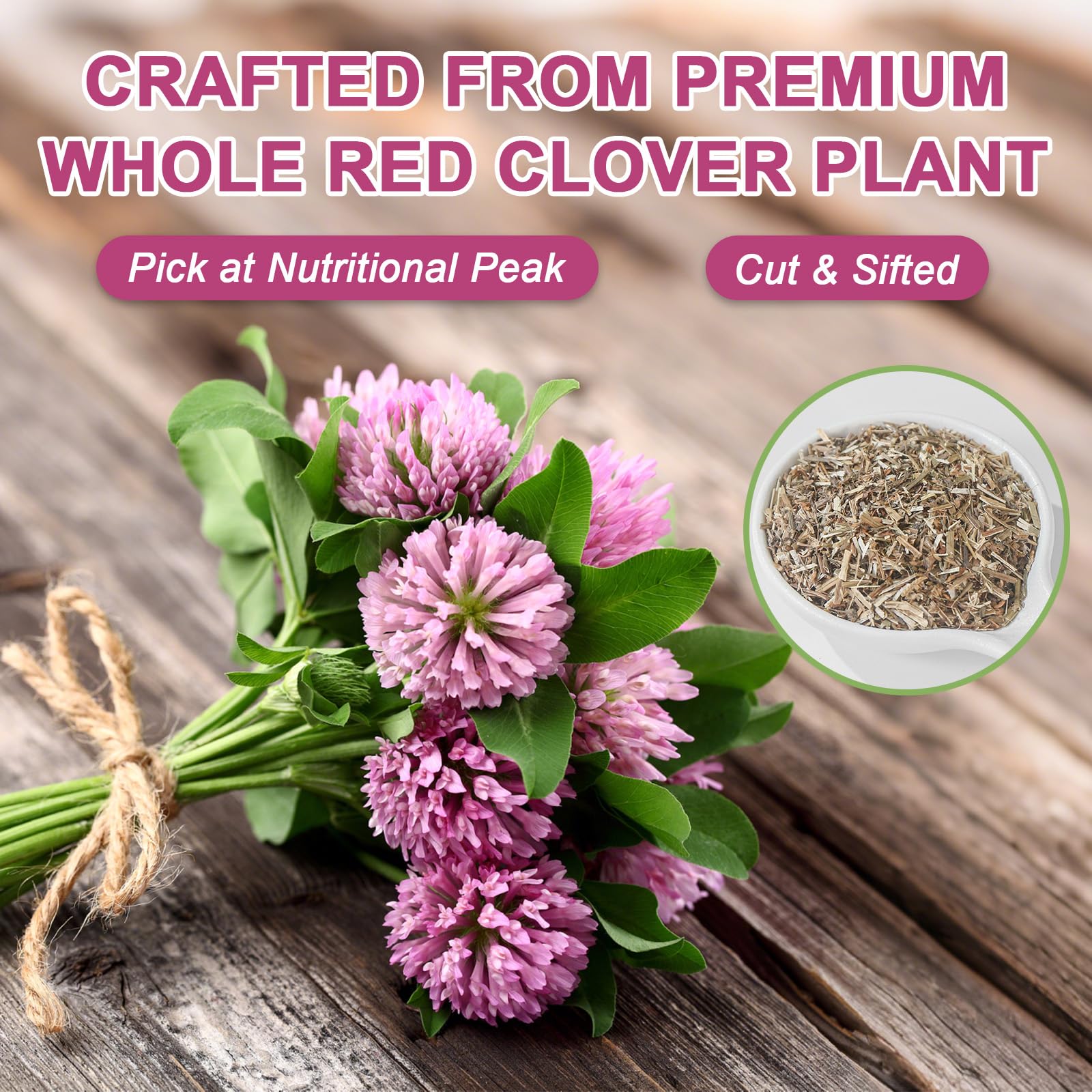 FullChea red clover tea packaging with resealable closure preserves freshness