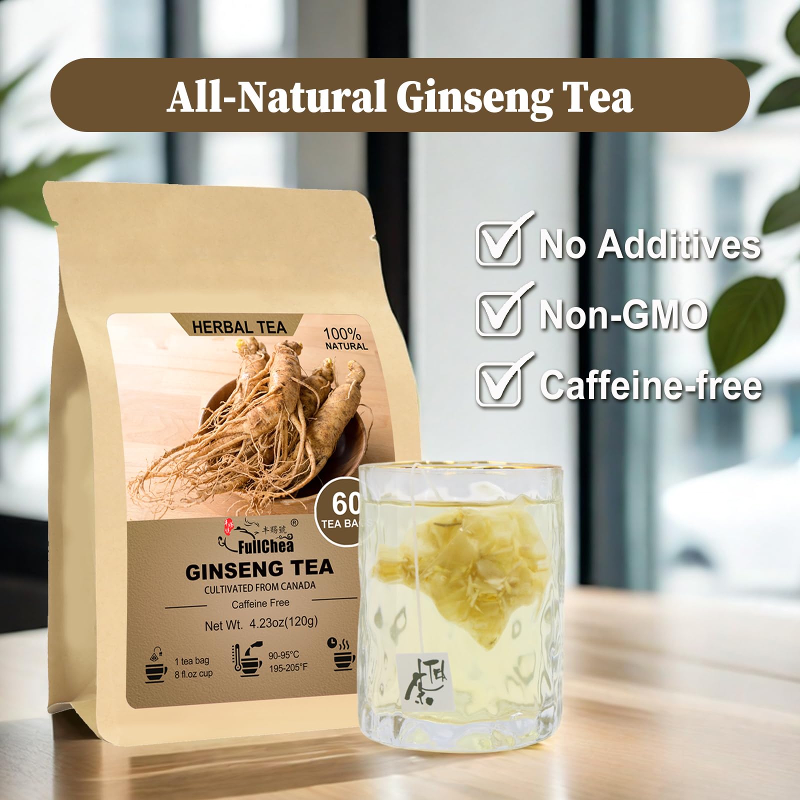 FullChea resealable packaging keeps ginseng tea fresh from first to last cup