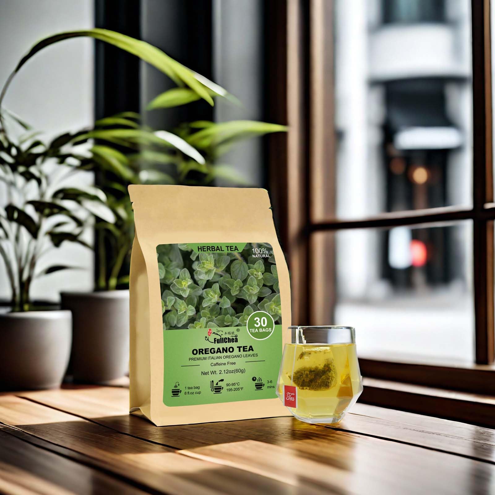 FullChea resealable tea package emphasizing freshness and storage ease.