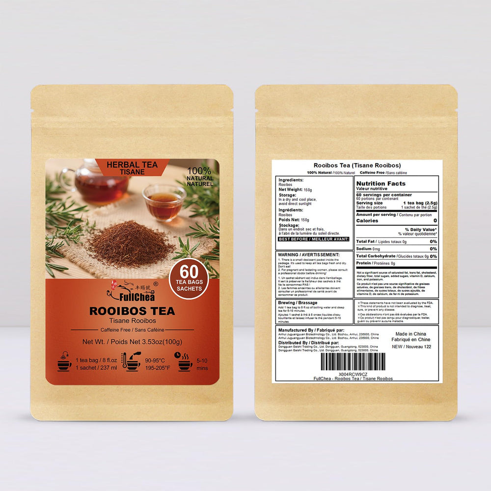 FullChea Rooibos leaves infusing into a calm cup.