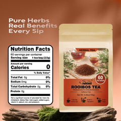 Closeup of FullChea Rooibos tea bags with plant-based fibers.