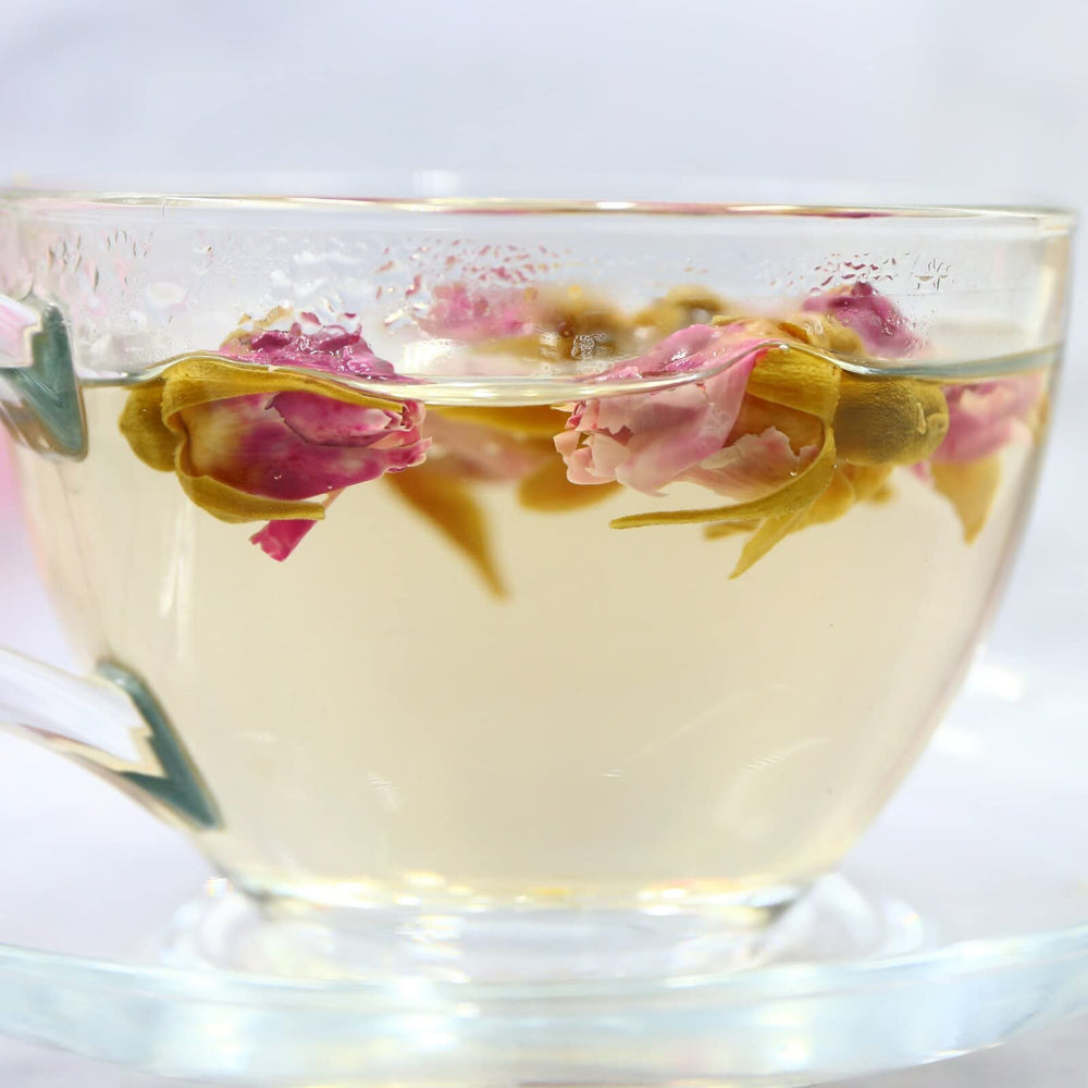 FullChea rose buds storage in airtight jar, preserving freshness.