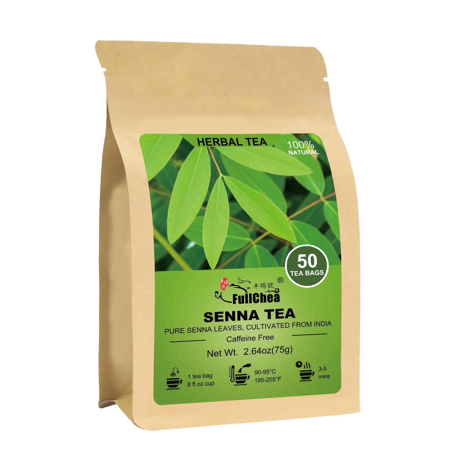 FullChea Senna Tea bag close-up showing premium leaves for daily ritual