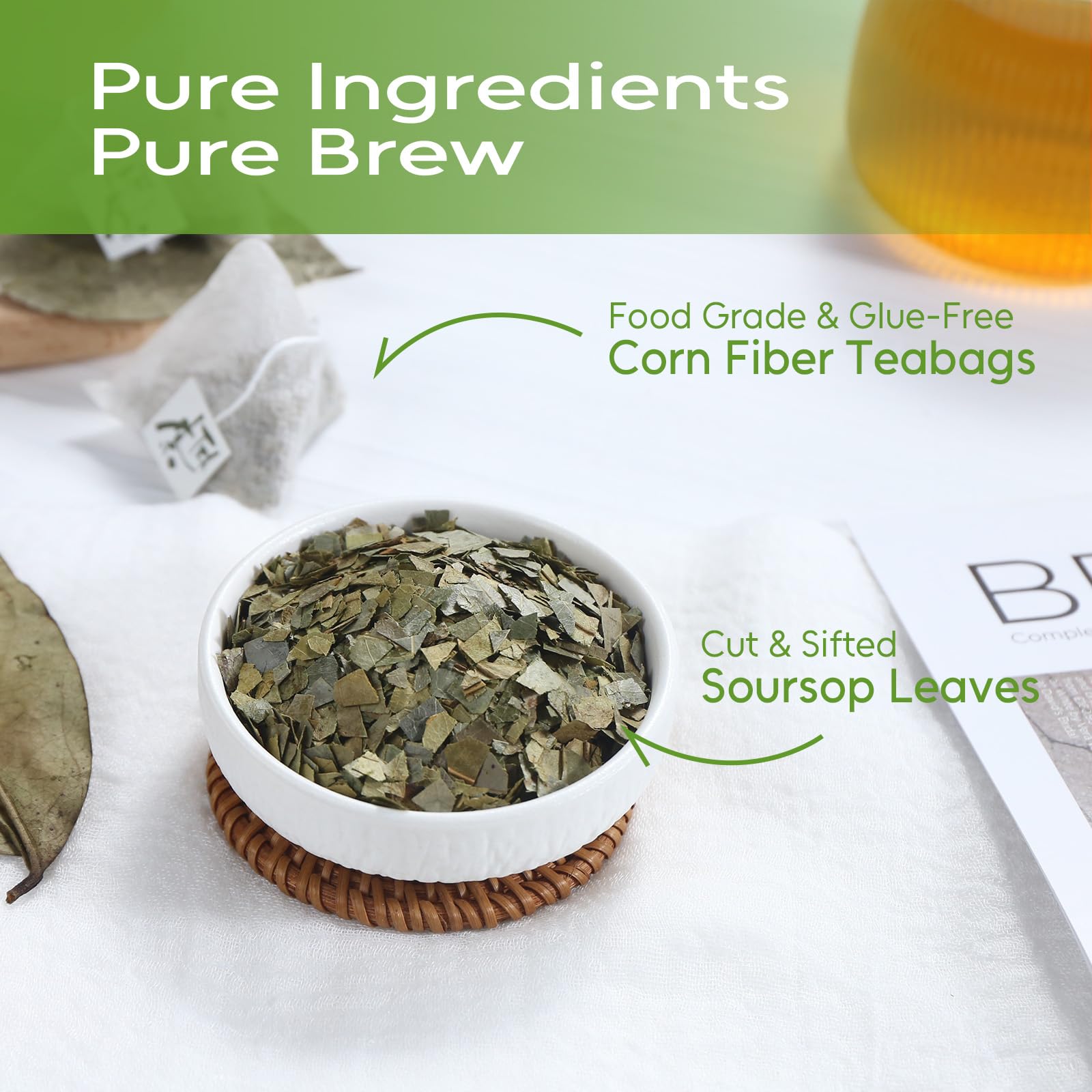 A resealable 80-count FullChea soursop tea pouch for value and freshness.
